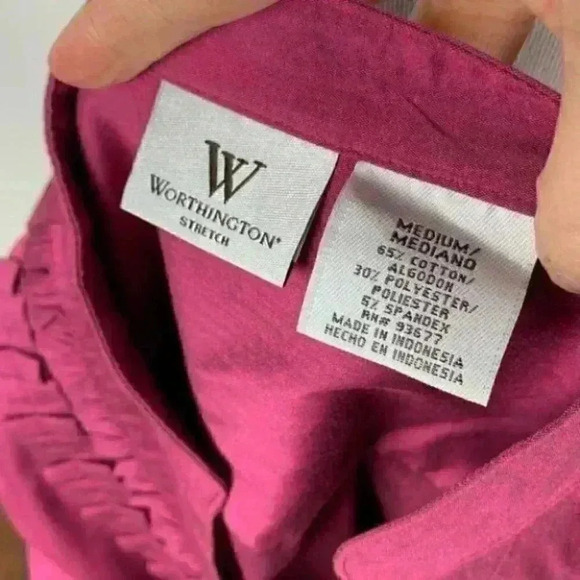 Worthington stretch womens top M button down long - Picture 9 of 9